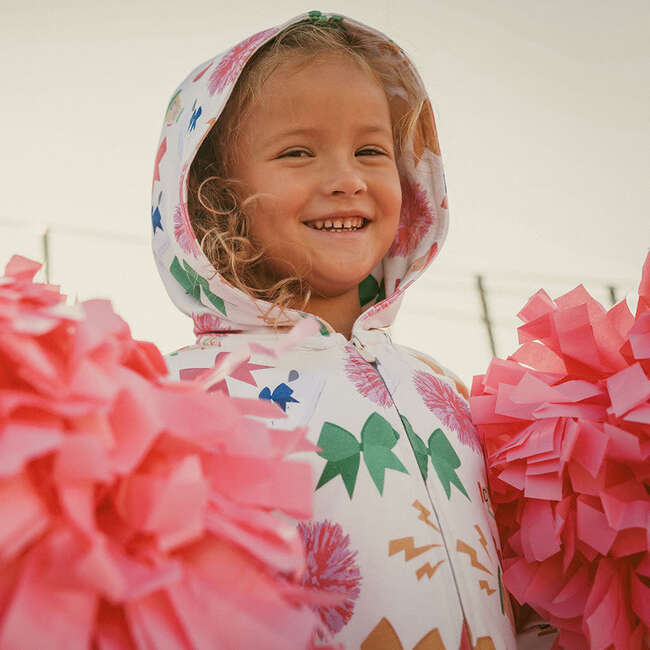 Sabrina French Terry Ruffled Zippered Hoodie Beige