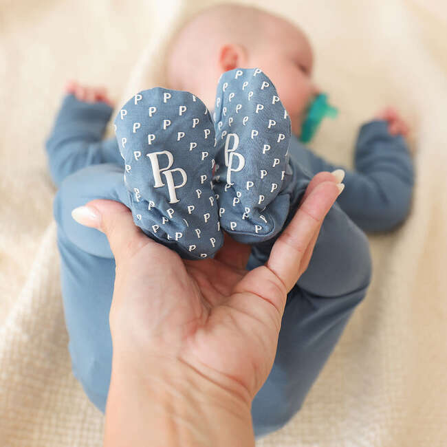 Slate Footie Zippered One Piece Blue - Footie Pajamas - 4