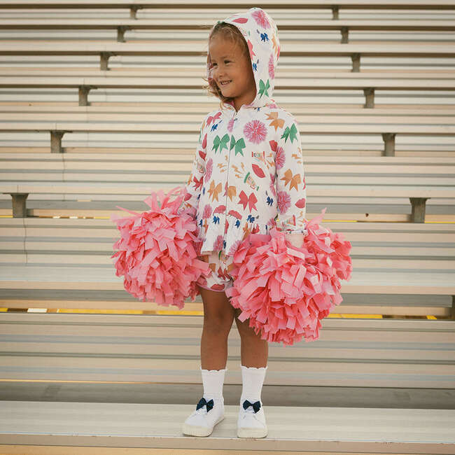 Sabrina French Terry Ruffled Zippered Hoodie Beige - Sweatshirts - 4