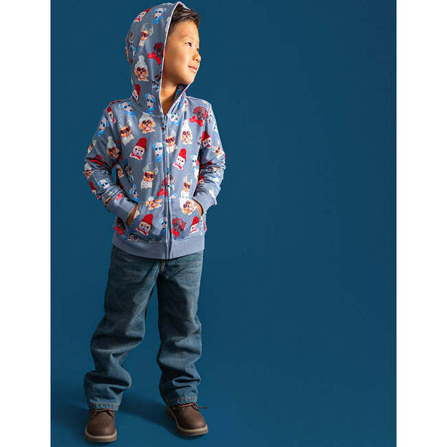 Quinlyn French Terry Zippered Hoodie Blue - Sweatshirts - 3