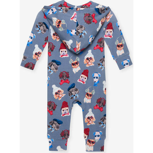 Quinlyn French Terry Zippered Hooded Romper Blue - Rompers - 4