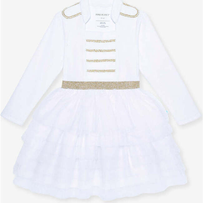 Posh Winter White Nutcracker Velour Tulle Dress White