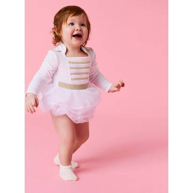 Posh Winter White Nutcracker Velour Tulle Bodysuit Dress White - Dresses - 3