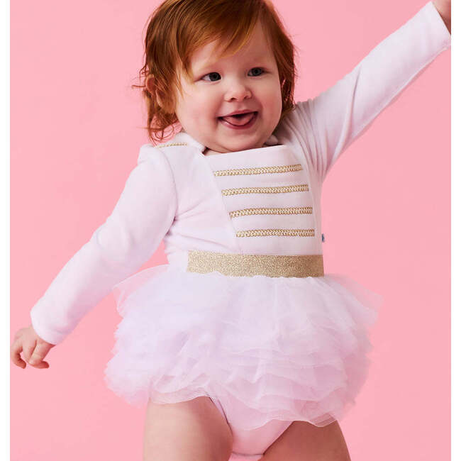 Posh Winter White Nutcracker Velour Tulle Bodysuit Dress White - Dresses - 4