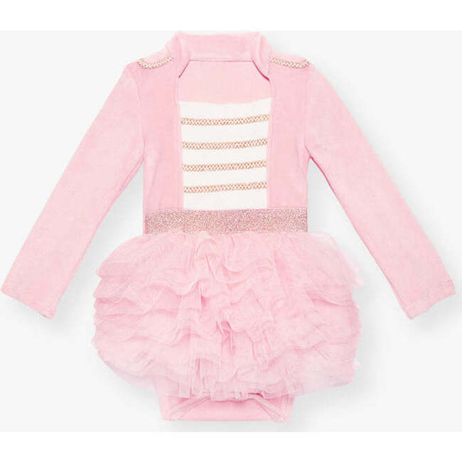 Posh Pink Nutcracker Velour Tulle Bodysuit Dress Pink