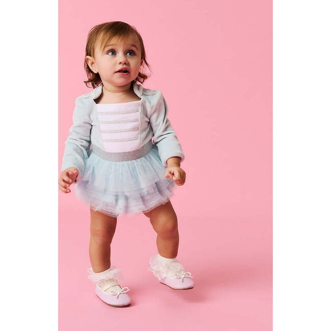 Posh Icy Blue Nutcracker Velour Tulle Bodysuit Dress Blue
