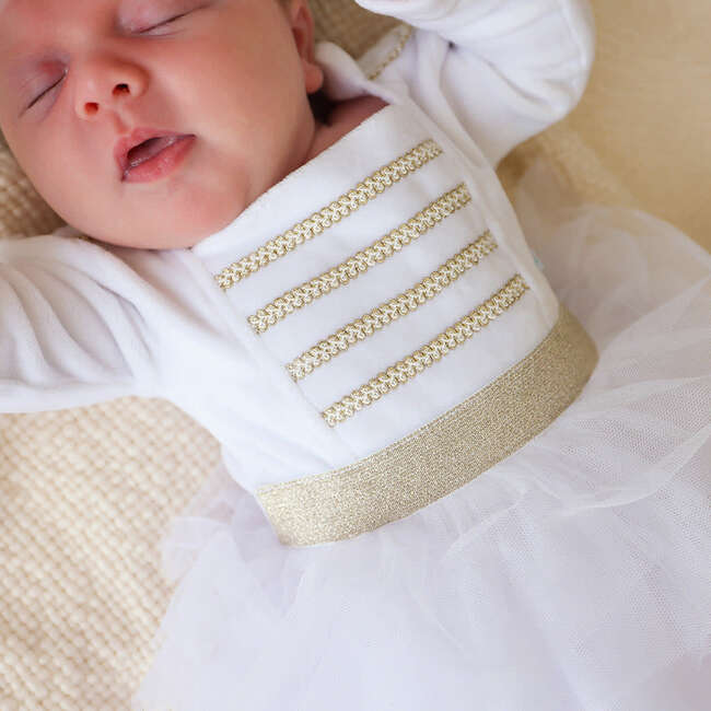 Posh Winter White Nutcracker Velour Tulle Bodysuit Dress White - Dresses - 5