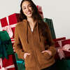 Merry Reindeer Women's Cuddle Zip Jacket Brown - Sweatshirts - 2 - thumbnail