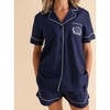 Varsity Navy Women's Twill Pajama Short Set Blue - Pajamas - 1 - thumbnail