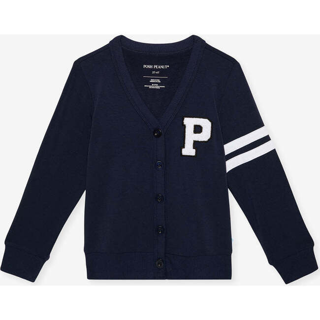 Varsity Navy French Terry Varsity Cardigan Blue