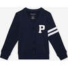 Varsity Navy French Terry Varsity Cardigan Blue - Cardigans - 1 - thumbnail