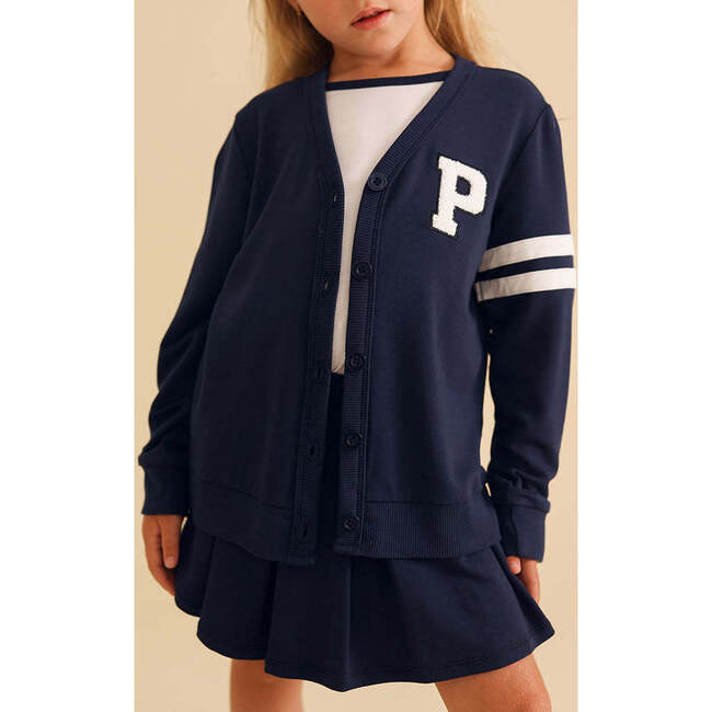 Varsity Navy French Terry Varsity Cardigan Blue
