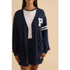 Varsity Navy Women's French Terry Varsity Cardigan Blue - Cardigans - 1 - thumbnail
