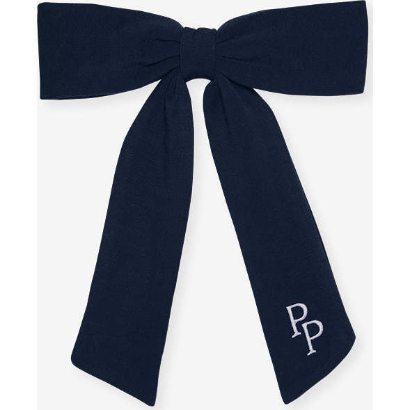 Varsity Navy French Terry Luxe Bow Hair Clip Blue