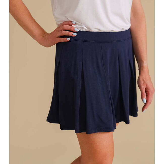 Varsity Navy Women's French Terry Pleated Skort Blue