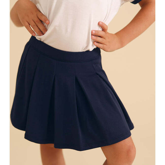 Varsity Navy French Terry Pleated Skort Blue