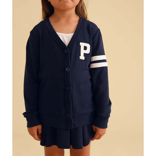 Varsity Navy French Terry Varsity Cardigan Blue - Cardigans - 4