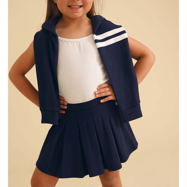 Varsity Navy French Terry Pleated Skort Blue - Skirts - 3