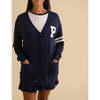 Varsity Navy Women's French Terry Varsity Cardigan Blue - Cardigans - 3 - thumbnail