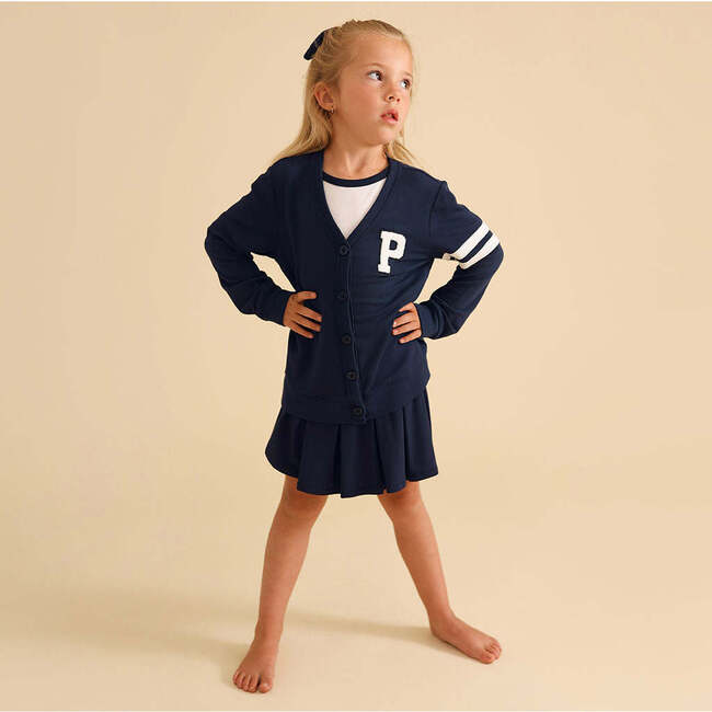 Varsity Navy French Terry Varsity Cardigan Blue - Cardigans - 6