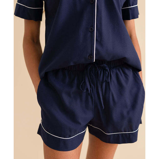 Varsity Navy Women's Twill Pajama Short Set Blue - Pajamas - 5