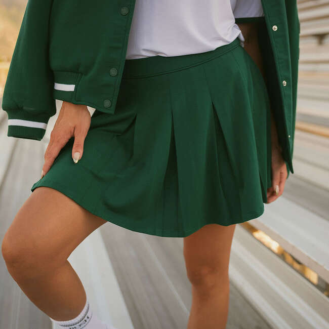 Varsity Green Women's French Terry Pleated Skort Green