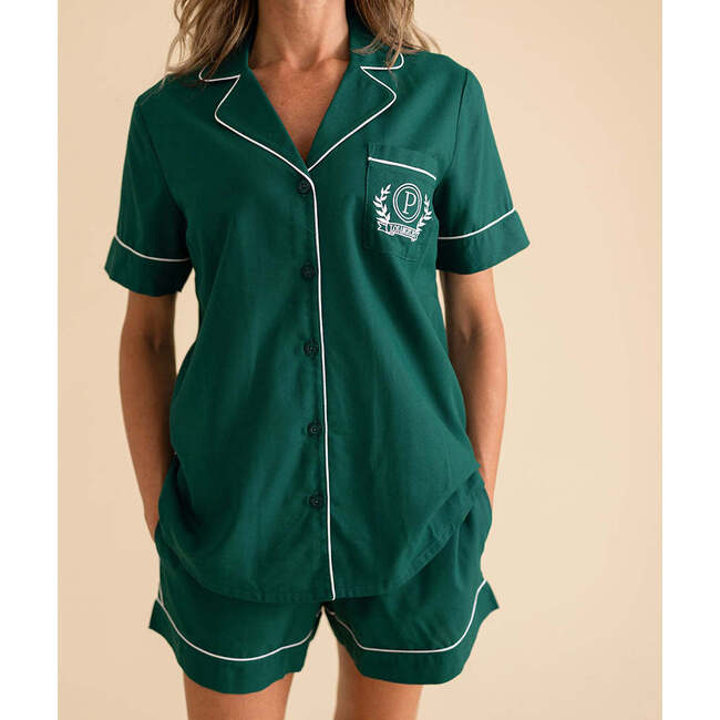 Varsity Green Women's Twill Pajama Short Set Green