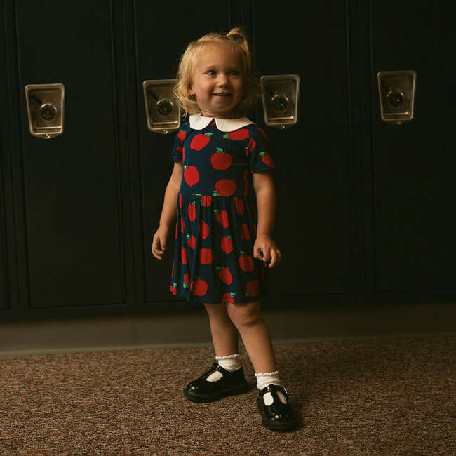Lilian Collared Twirl Bodysuit Dress Blue