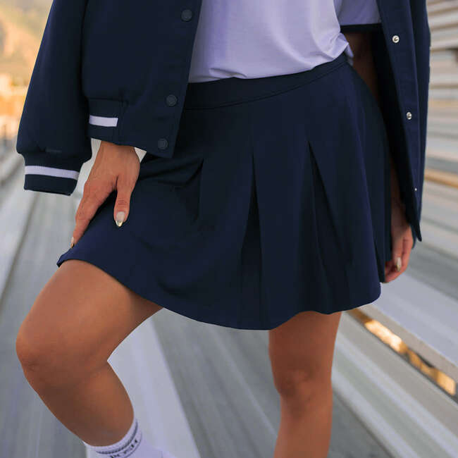 Varsity Navy Women's French Terry Pleated Skort Blue - Skirts - 5