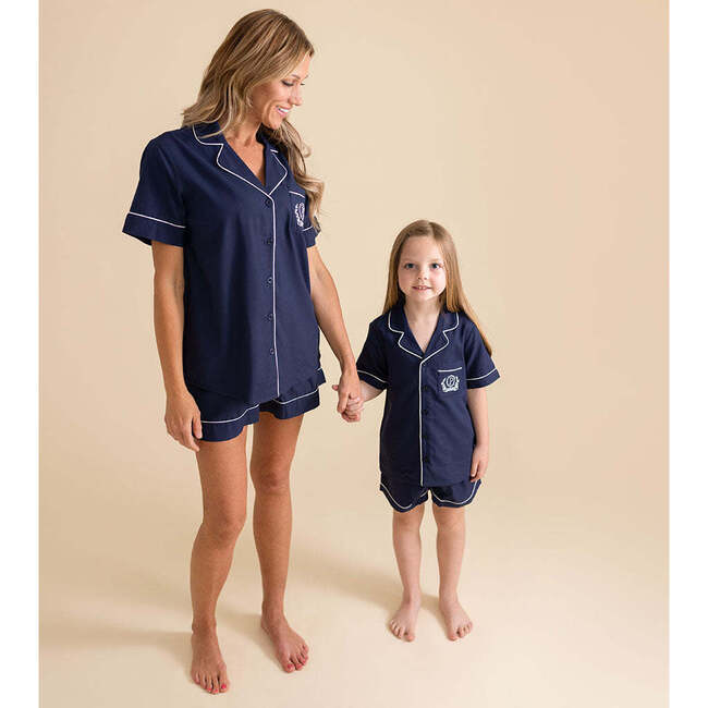 Varsity Navy Women's Twill Pajama Short Set Blue - Pajamas - 6