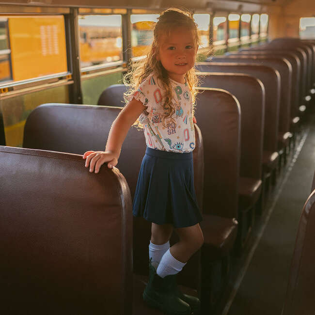 Varsity Navy French Terry Pleated Skort Blue - Skirts - 6