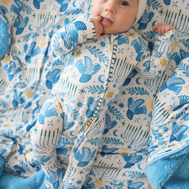 Lior Footie Zippered One Piece Blue - Footie Pajamas - 3