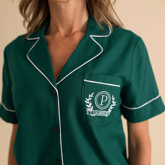 Varsity Green Women's Twill Pajama Short Set Green - Pajamas - 3