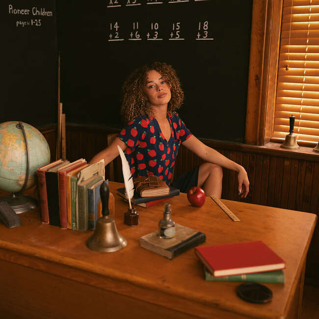 Lilian Women's V-Neck Tee Blue - T-Shirts - 3