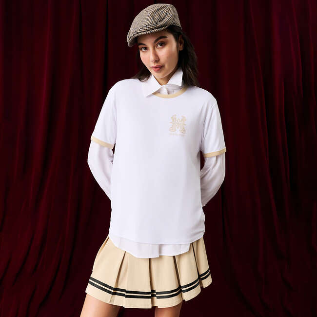 Khaki Varsity League Women's French Terry Varsity Skort Beige - Skirts - 3