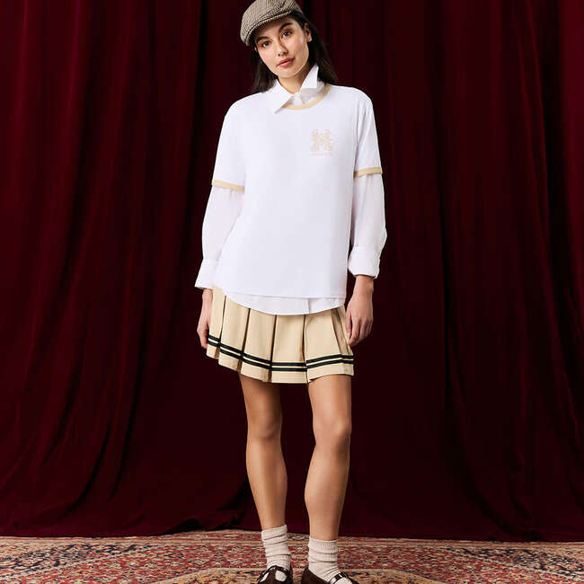 Khaki Varsity League Women's French Terry Varsity Skort Beige - Skirts - 5