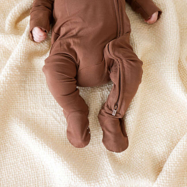 Hazelnut Footie Zippered One Piece Brown - Footie Pajamas - 4