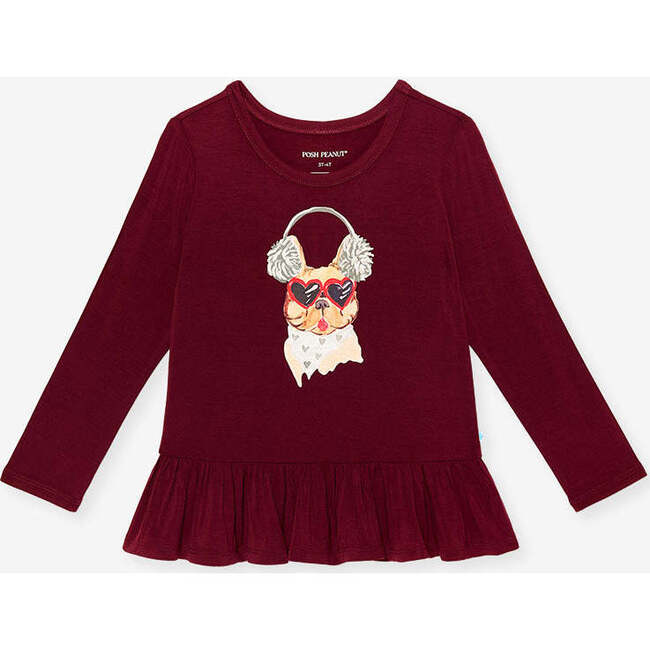 Chill Frenchie Ruffled Top Red