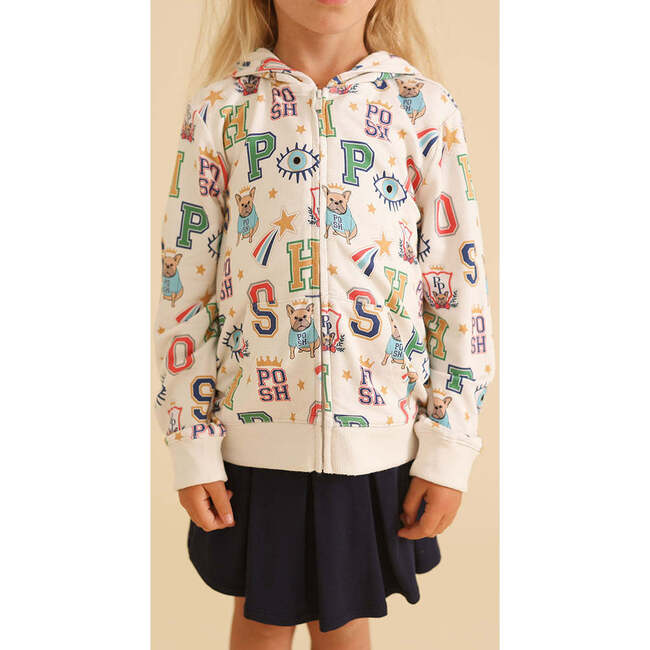 Brooke French Terry Zippered Hoodie Beige