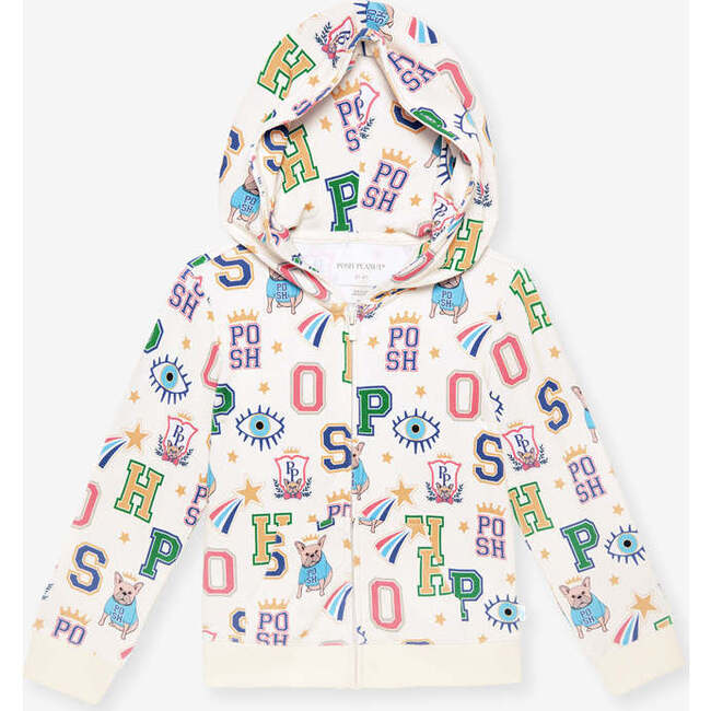 Brooke French Terry Zippered Hoodie Beige