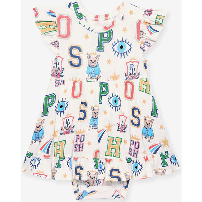 Brooke Ruffled Twirl Bodysuit Dress Beige