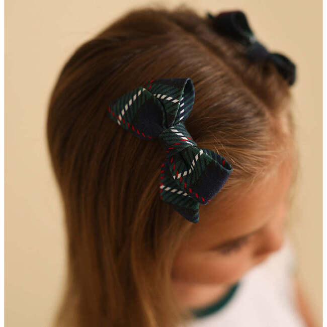 Augustus Mini Bow Hair Clips Green