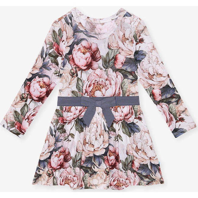 Aster Bow Twirl Bodysuit Dress Beige