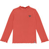 Ribbed Mock Neck Long Sleeve, Grapefruit - T-Shirts - 1 - thumbnail