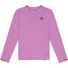 Ribbed Mock Neck Long Sleeve, Purple - T-Shirts - 1 - thumbnail