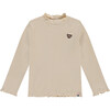 Ribbed Mock Neck Long Sleeve, Cream - T-Shirts - 1 - thumbnail