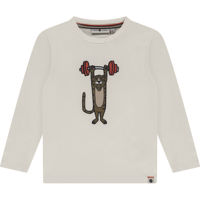 Weightlifting Tiger Long Sleeve T-Shirt, Off White