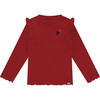 Ribbed Long Sleeve, Red - T-Shirts - 1 - thumbnail