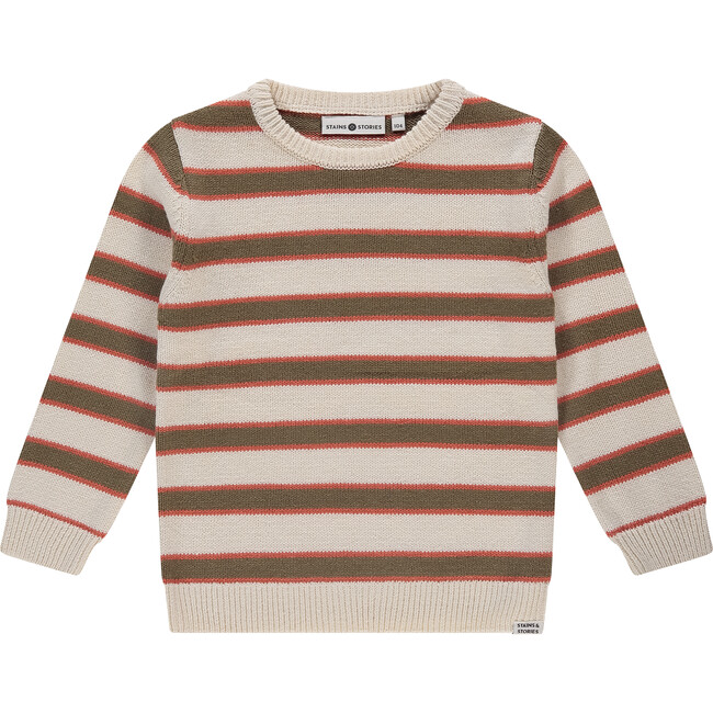 Multi-Stripe Knit Sweater, Off White