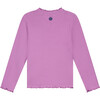 Ribbed Mock Neck Long Sleeve, Purple - T-Shirts - 2